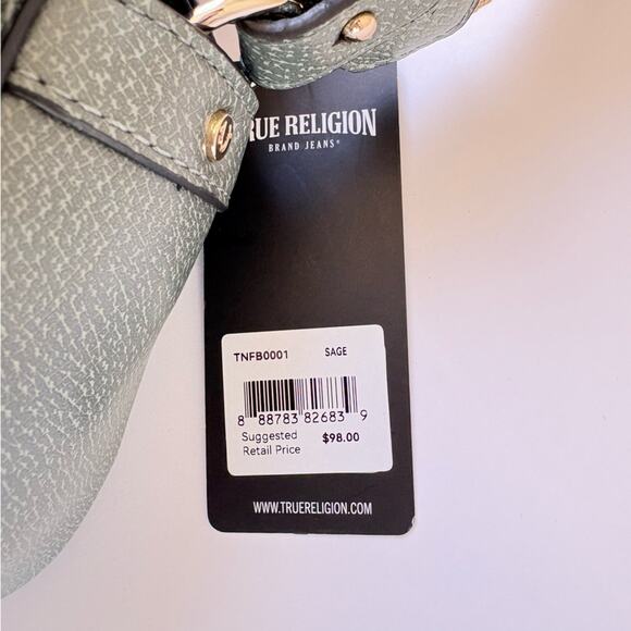NEW True Religion Crossbody Mini Bag Sage Green Gold Horseshoe Logo Adjustable - Picture 4 of 8